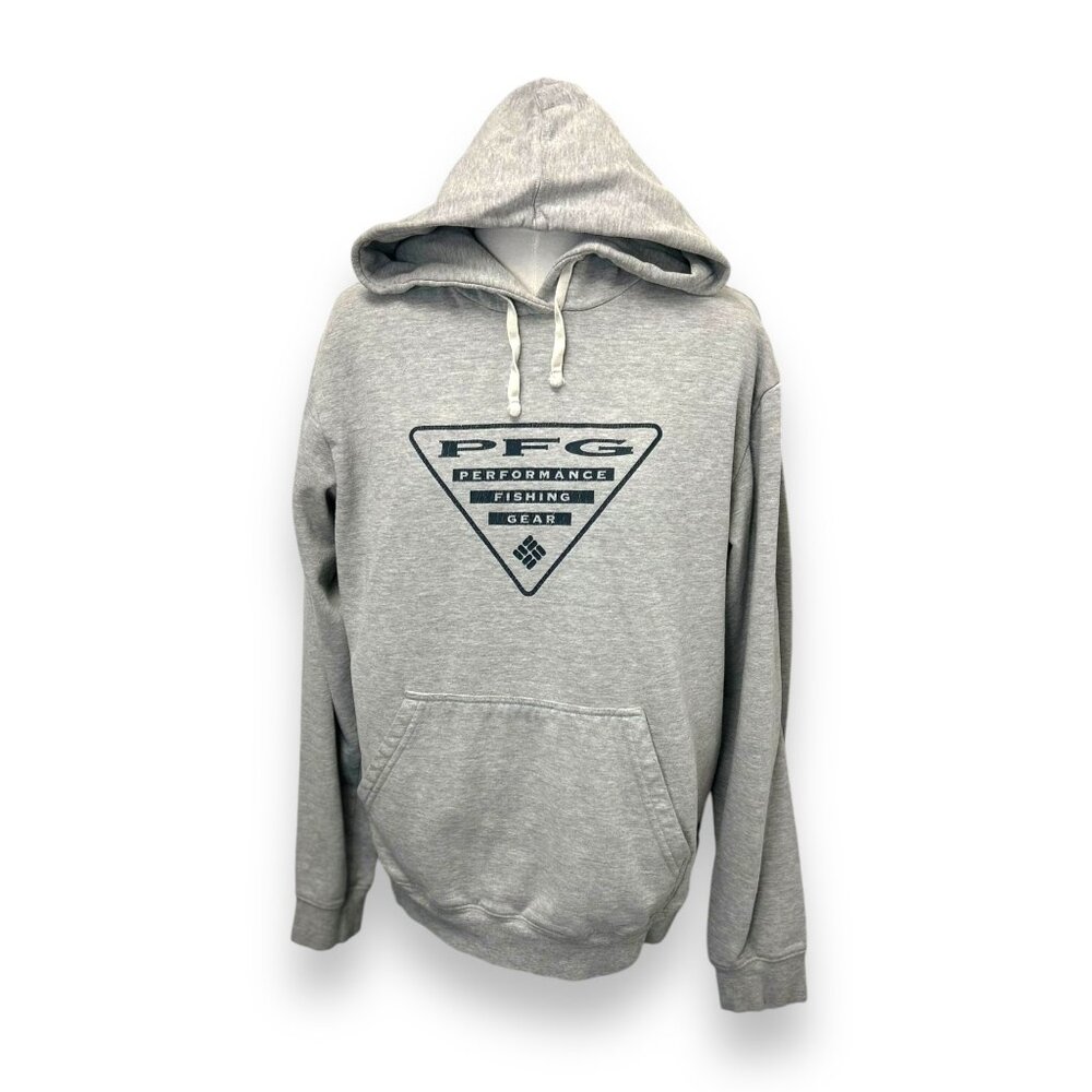 Columbia PFG Performance Fishing Gear Hoodie Grey M Cotton & Polyester